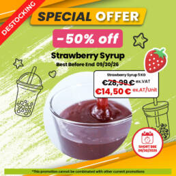 Strawberry bubble tea syrup promotion